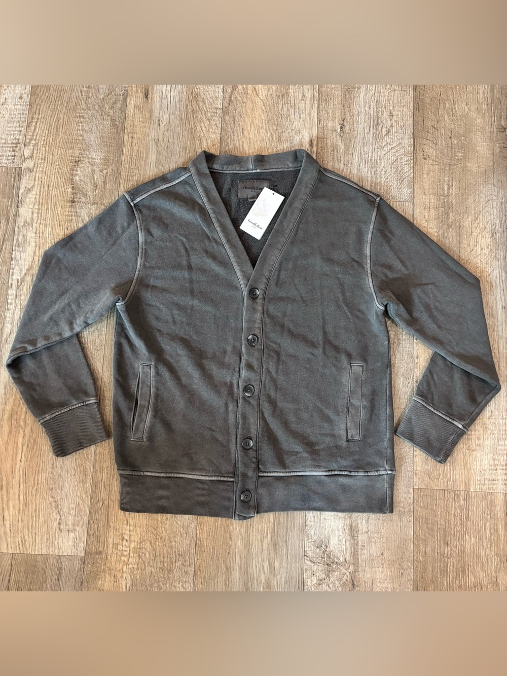 Goodfellow & Co Men's Cotton Gray Button Up Cardigan Sweater Size Medium